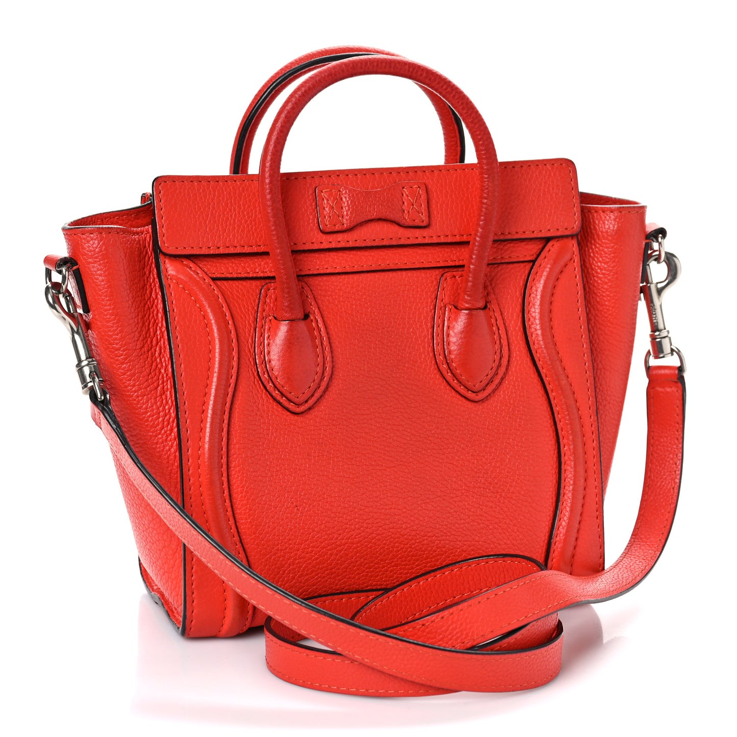 Drummed Calfskin Nano Luggage Vermillion