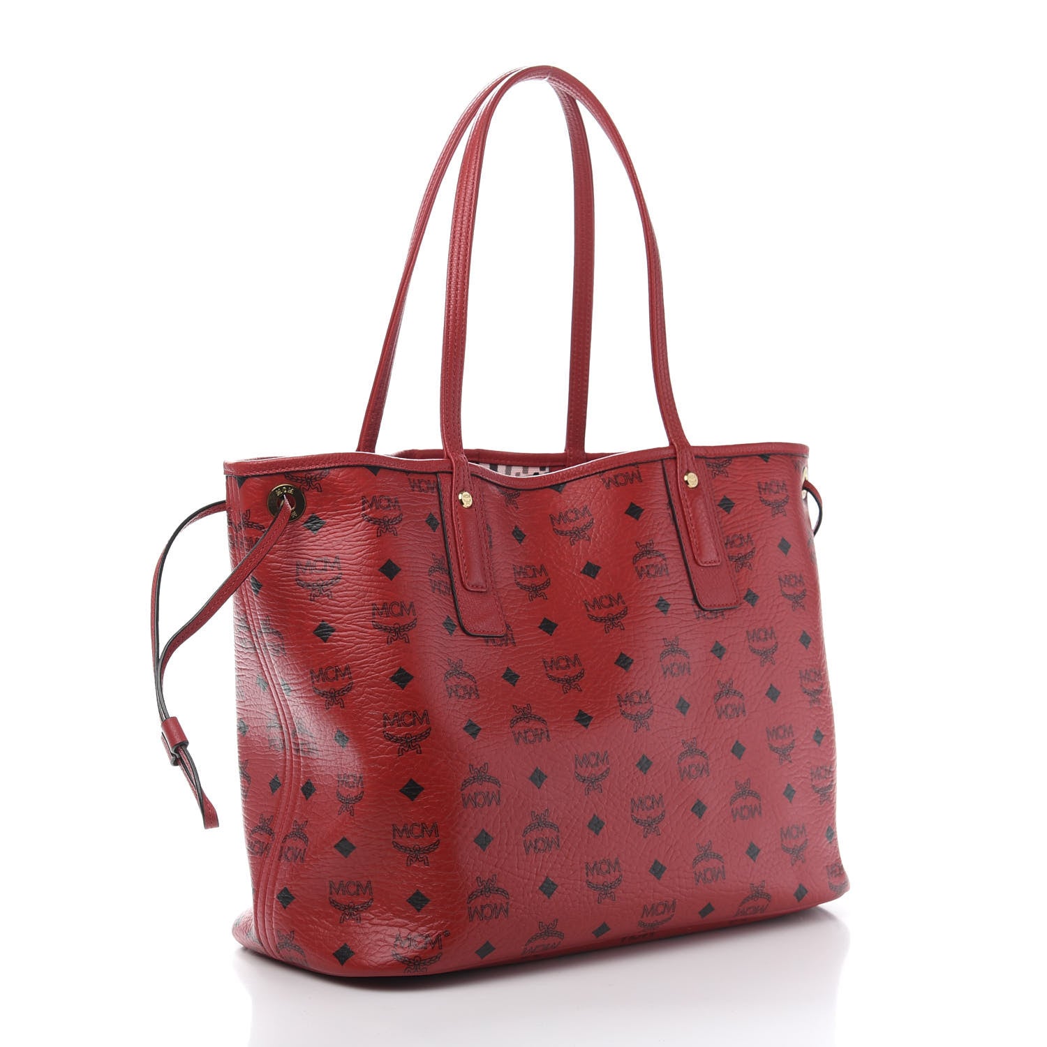 MCM Visetos Medium Liz Reversible Shopper Tote Ruby Red 3 of 20