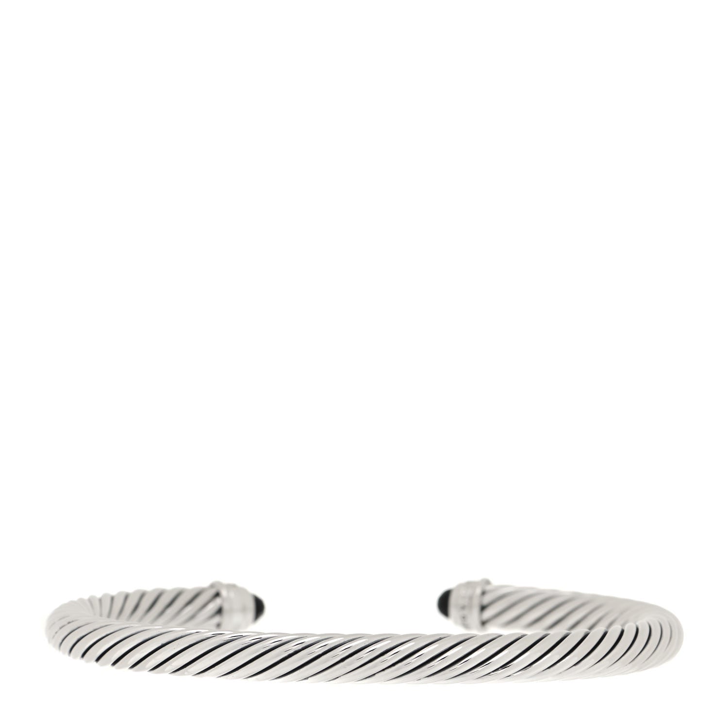 David Yurman Sterling Silver Diamond Black Onyx 5mm Cable Classics Bracelet 3 of 5