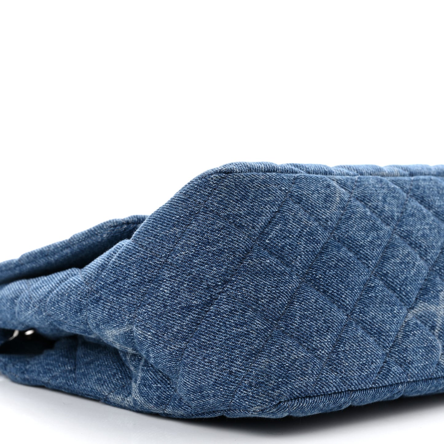 Denim Quilted CC Print Jumbo Single Flap Blue