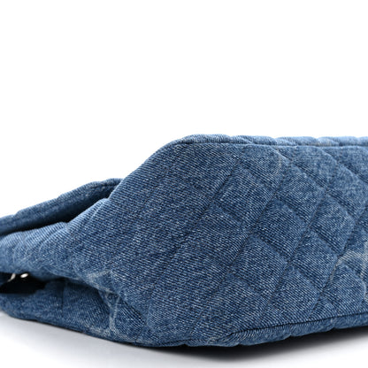 Chanel Denim Quilted CC Print Jumbo Single Flap Blue 9 of 10