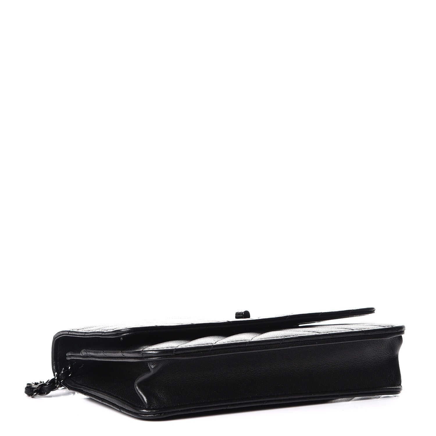 Chanel Sheepskin Chevron Reissue Wallet On Chain WOC So Black 4 of 9