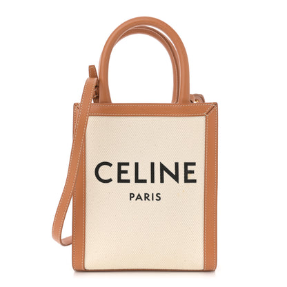 Celine Canvas Calfskin Mini Vertical Cabas Natural Tan 1 of 11