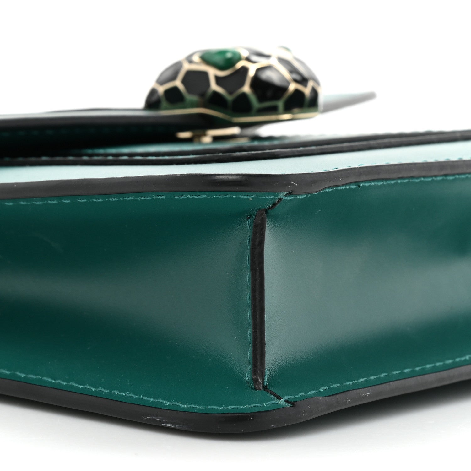 Bulgari Calfskin Small Serpenti Forever Snake Strap Crossbody Bag Emerald Green 9 of 13