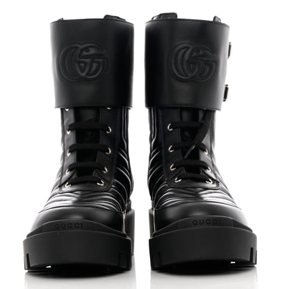 Gucci Nappa Frances GG Matelasse Platform Combat Boots 41 Black 2 of 13