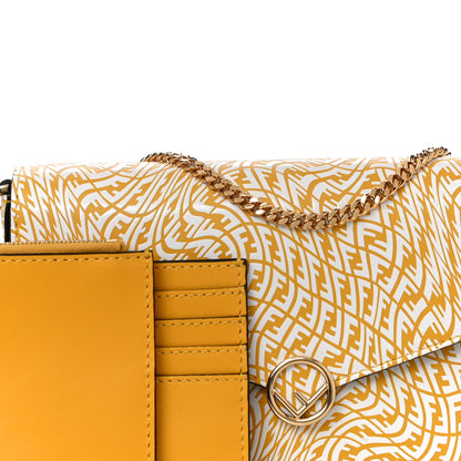 Fendi X SARAH COLEMAN Vitello Liberty Ceylon F is Fendi Micro FF Vertigo Embossed Envelope Wallet on Chain with Pouches Mimosa White 14 of 15