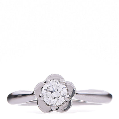 Chanel Platinum Diamond Camellia Solitaire Ring 44 3 1 of 6