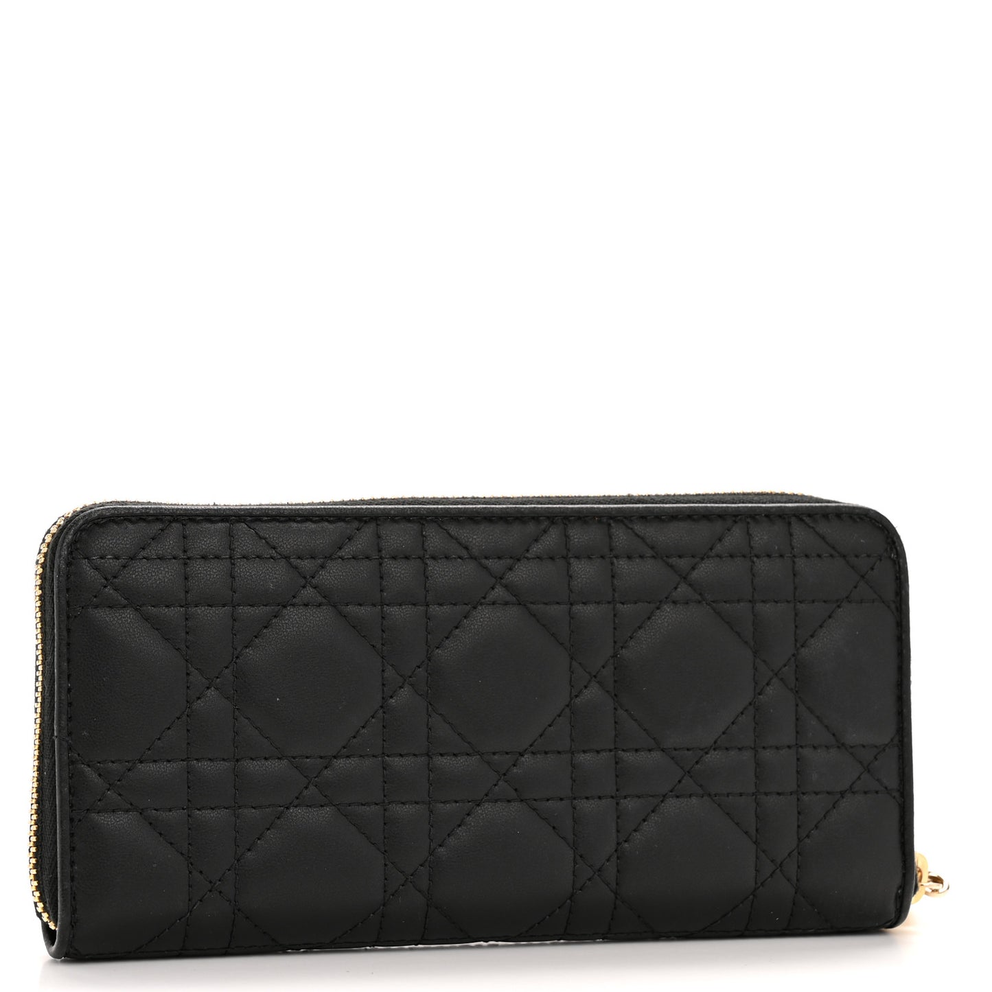 Lambskin Cannage Lady Dior Voyageur Wallet Black