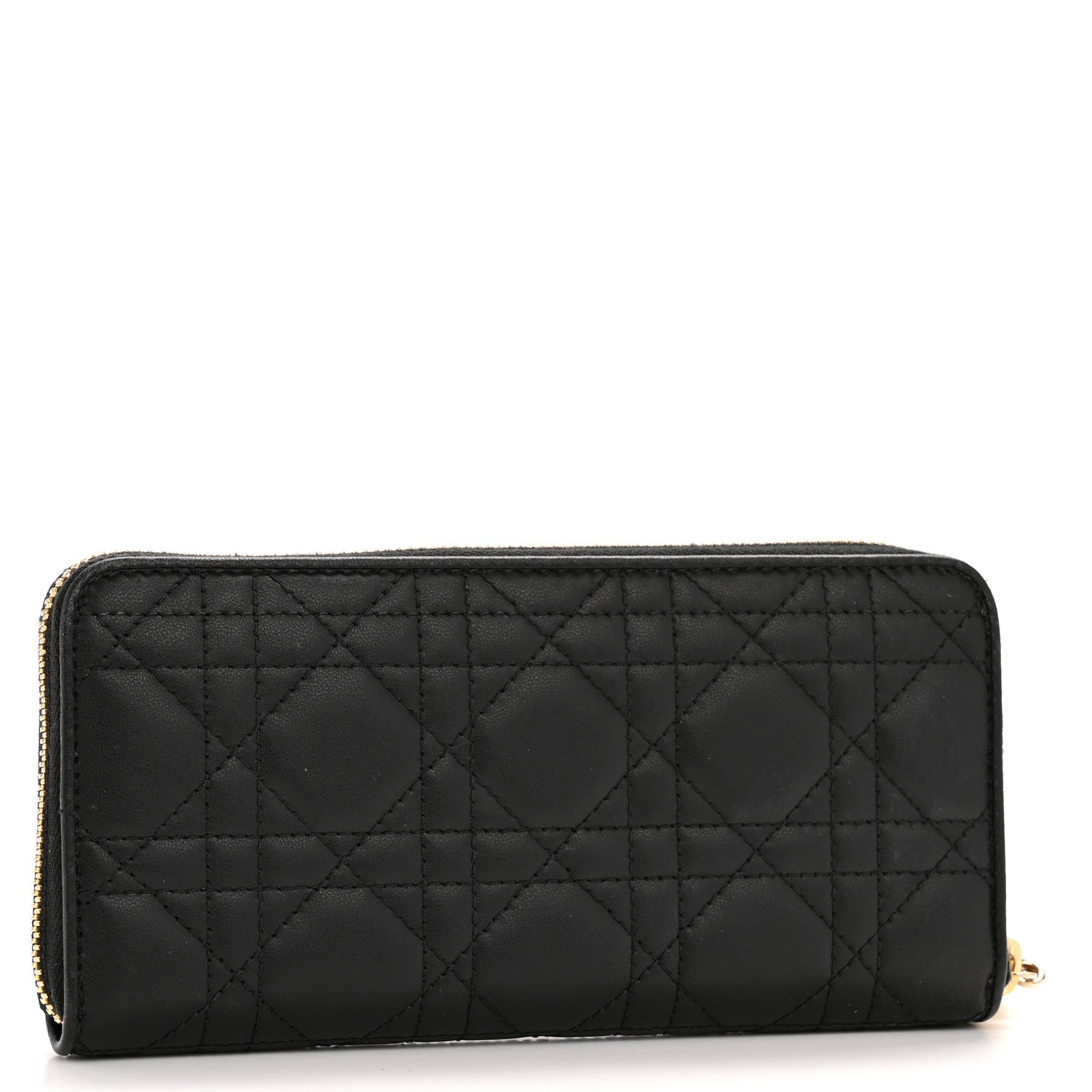 Christian Dior Lambskin Cannage Lady Dior Voyageur Wallet Black 3 of 9
