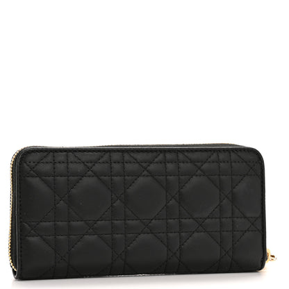 Christian Dior Lambskin Cannage Lady Dior Voyageur Wallet Black 3 of 9