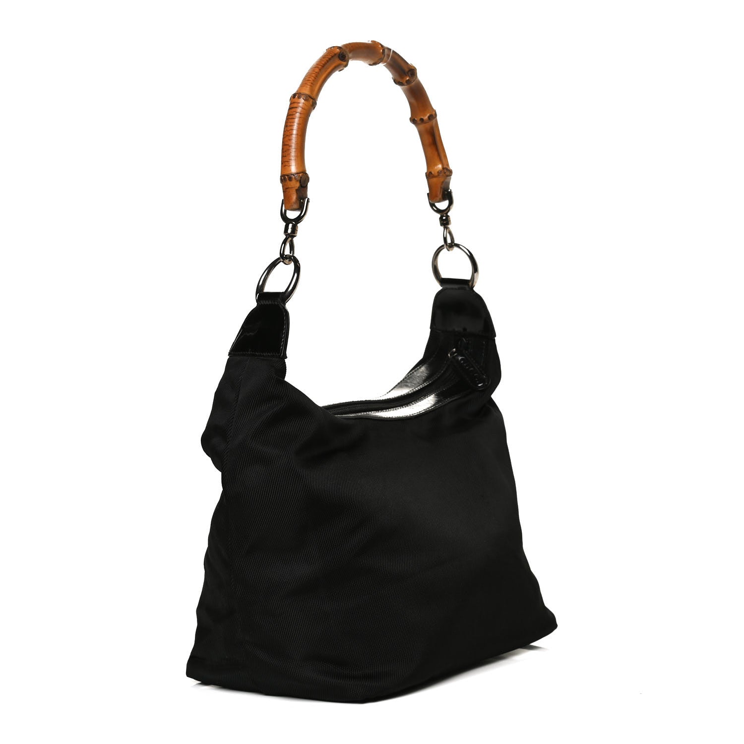 Gucci Nylon Bamboo Top Handle Hobo Black 2 of 14