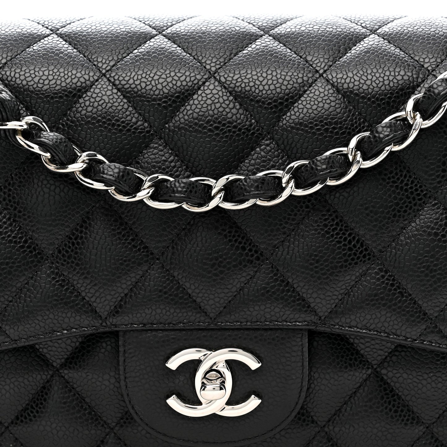 Caviar Quilted Jumbo Double Flap Black