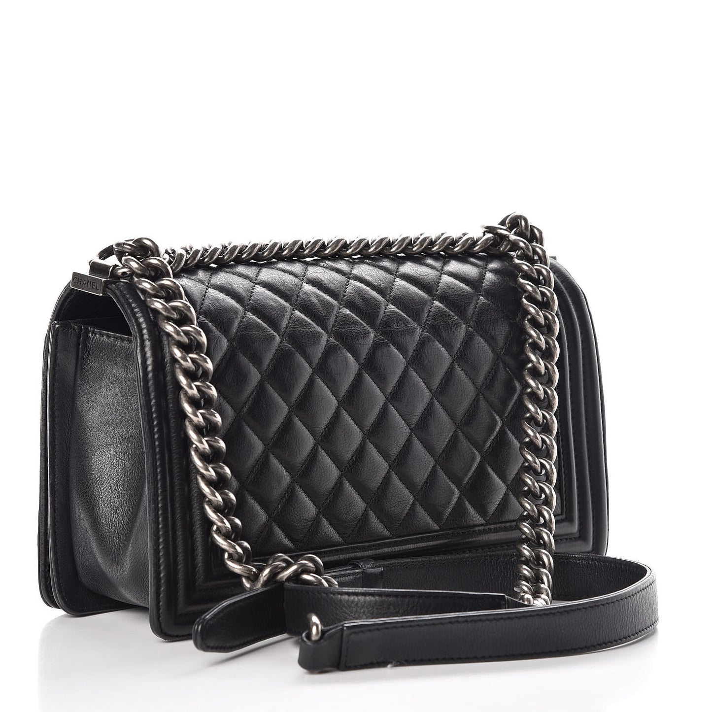 Calfskin Quilted Medium Boy Flap Black