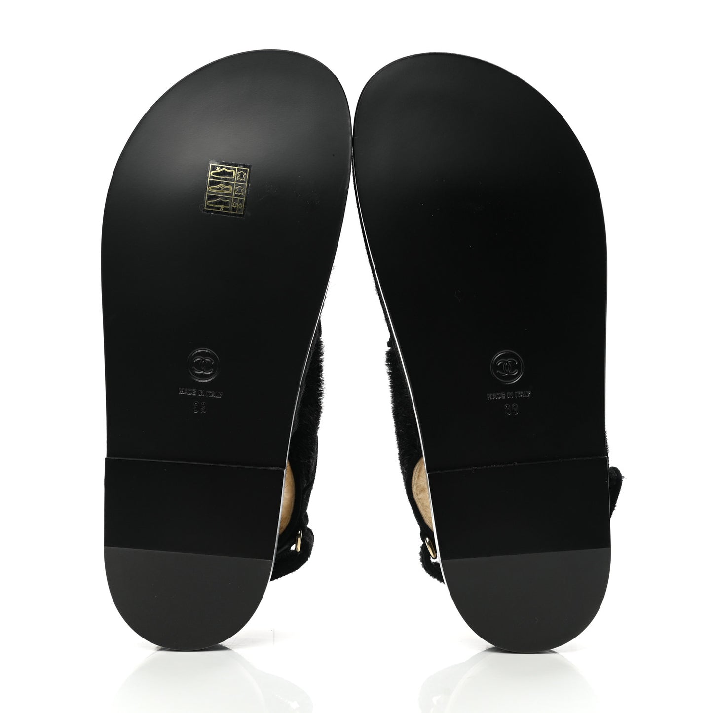 Calfskin Hair Suede Shearling Dad Sandals 39 Black