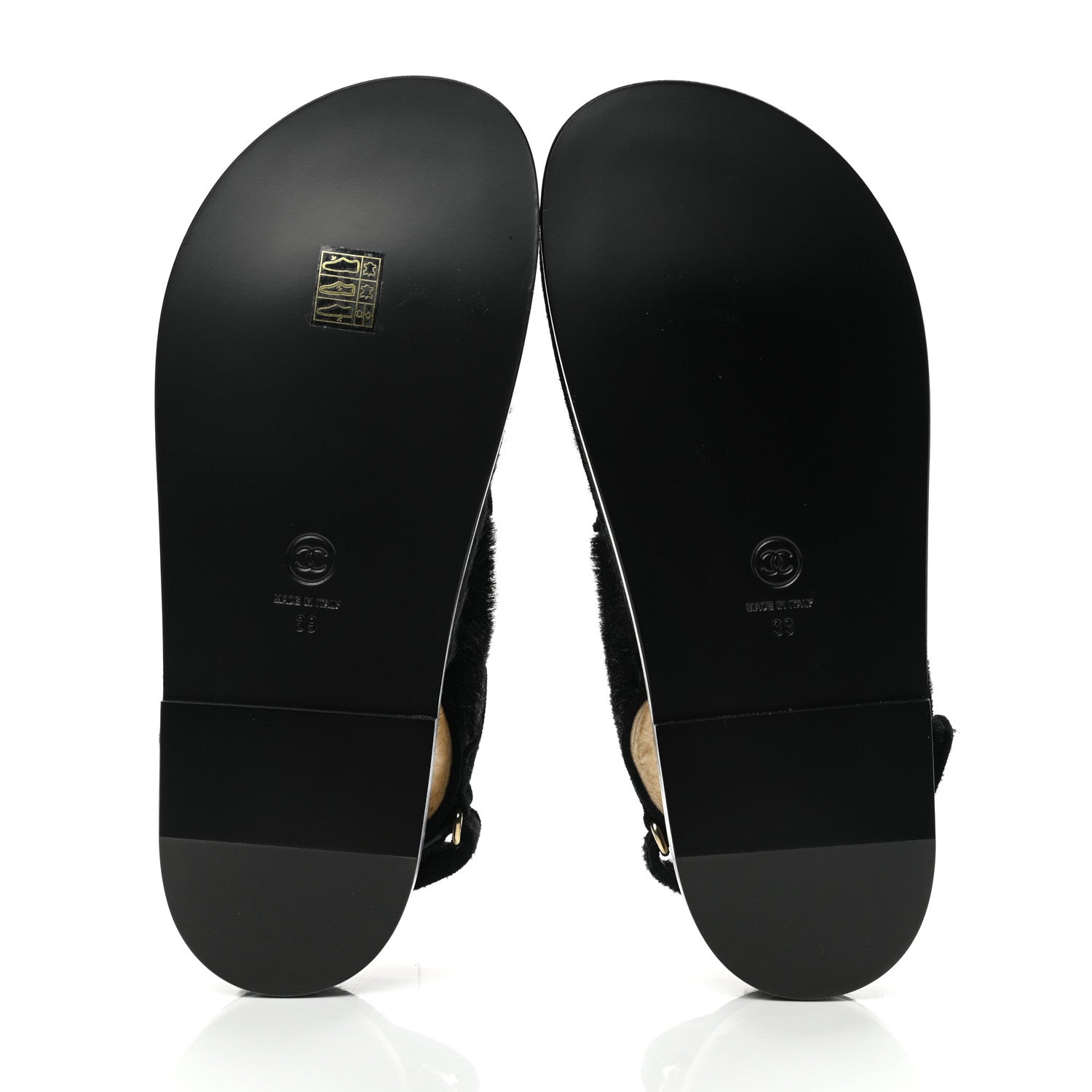 Chanel Calfskin Hair Suede Shearling Dad Sandals 39 Black 5 of 9