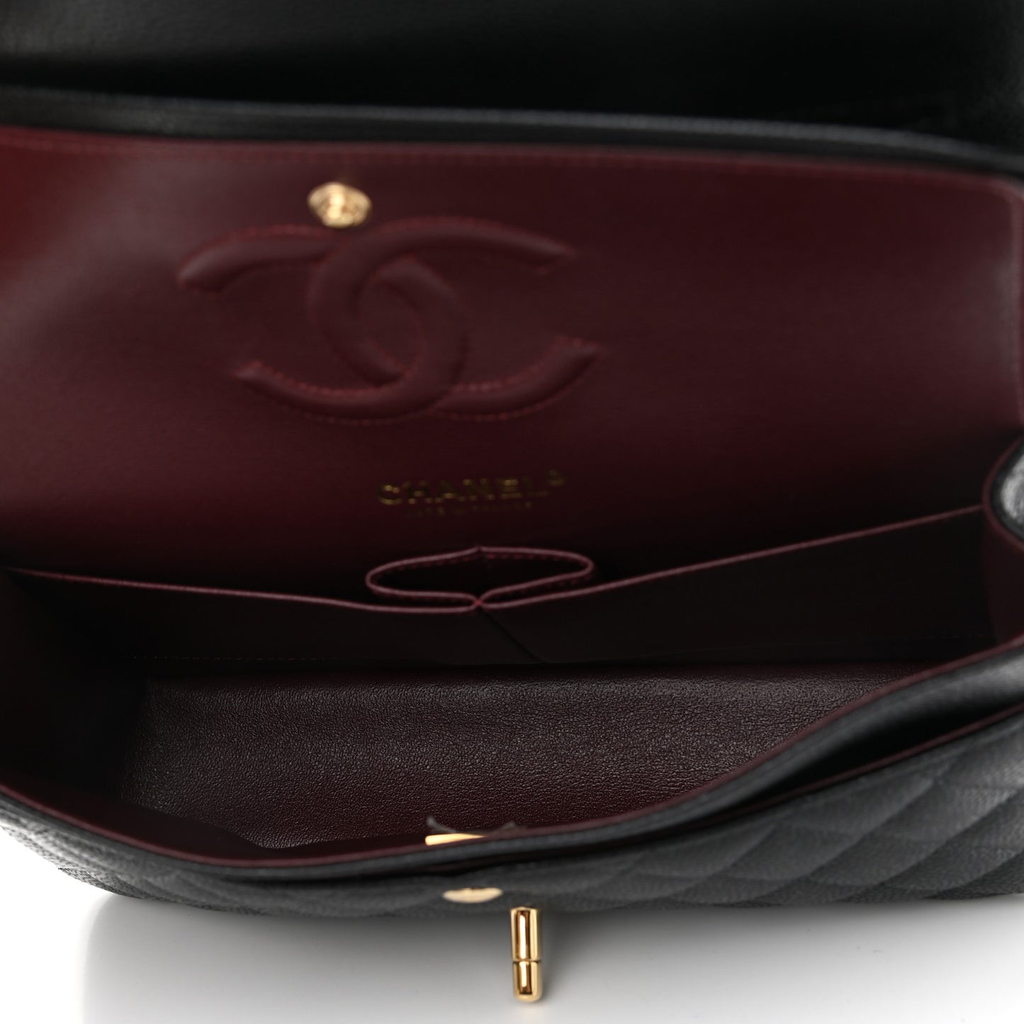 Caviar Quilted Medium Double Flap Black