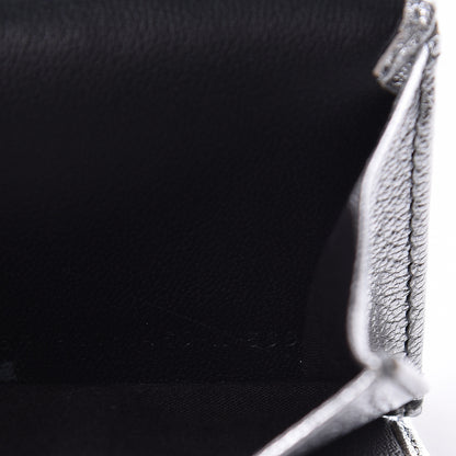 Balenciaga Metallic Goatskin Logo Mini Everyday Wallet Argent Black 9 of 11