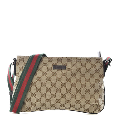 Gucci Monogram Web Small Flat Messenger Crossbody Dark Brown 1 of 9