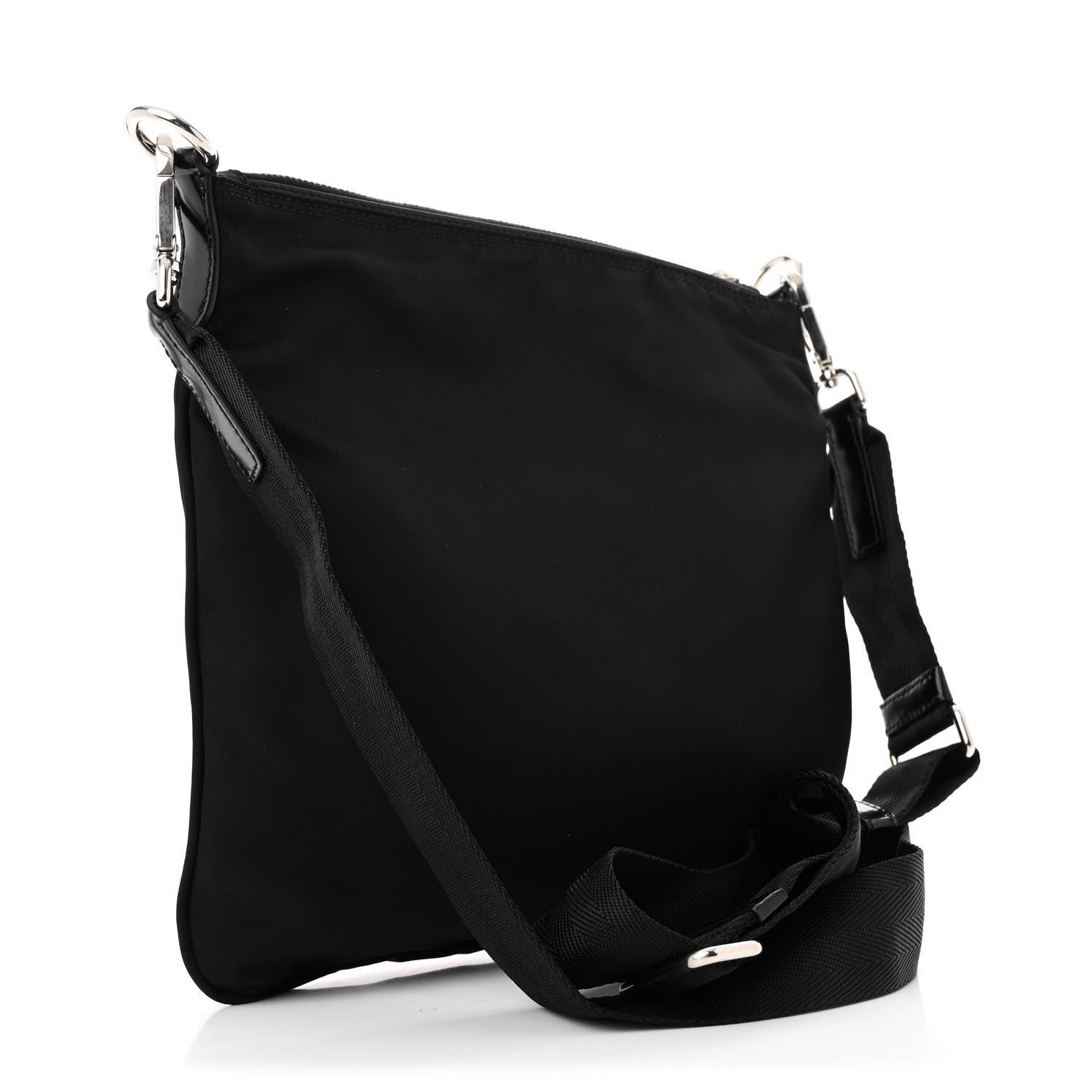 Prada Tessuto Nylon Saffiano Flat Messenger Bag Black 3 of 11