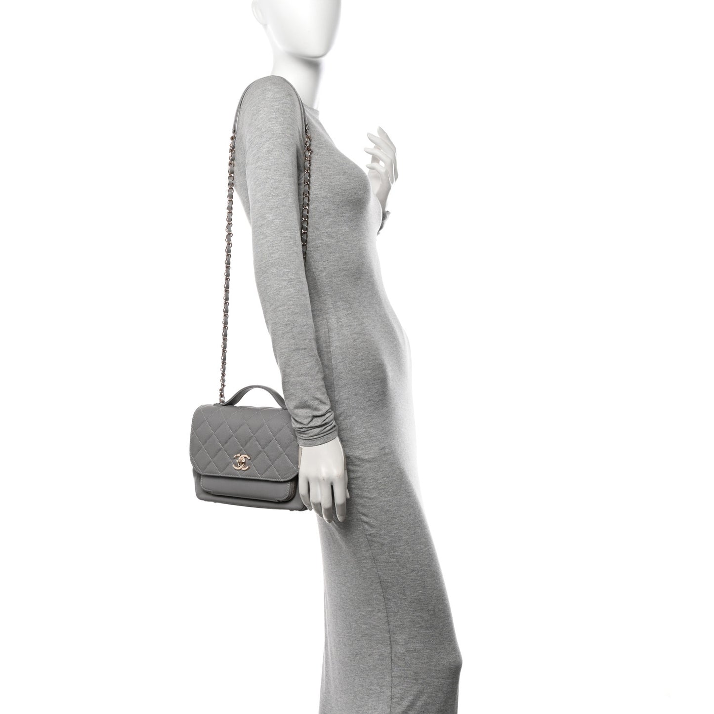 Caviar Quilted Medium Business Affinity Flap Grey