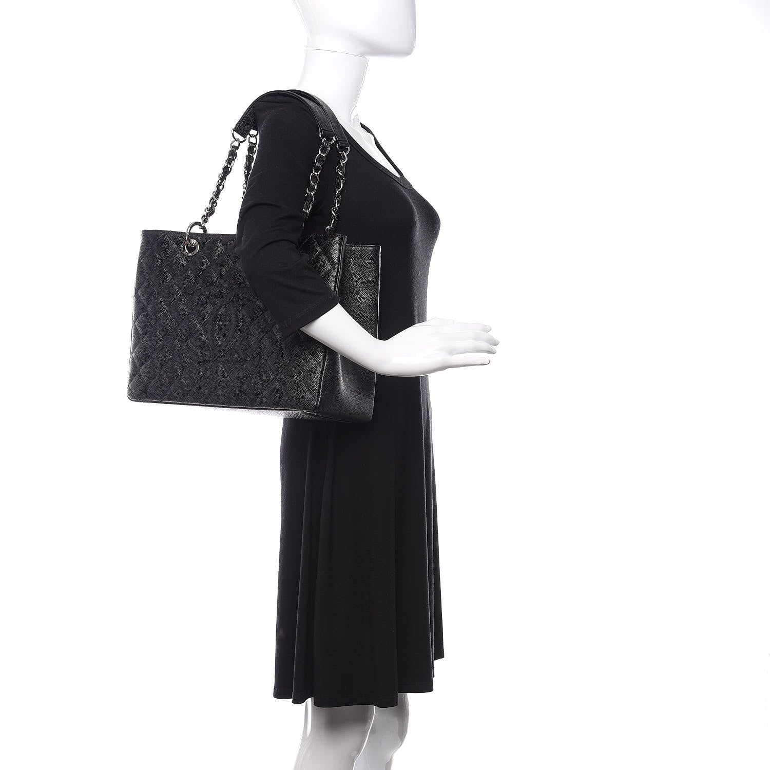 Chanel Caviar Quilted Grand Shopping Tote GST Black 3 of 10