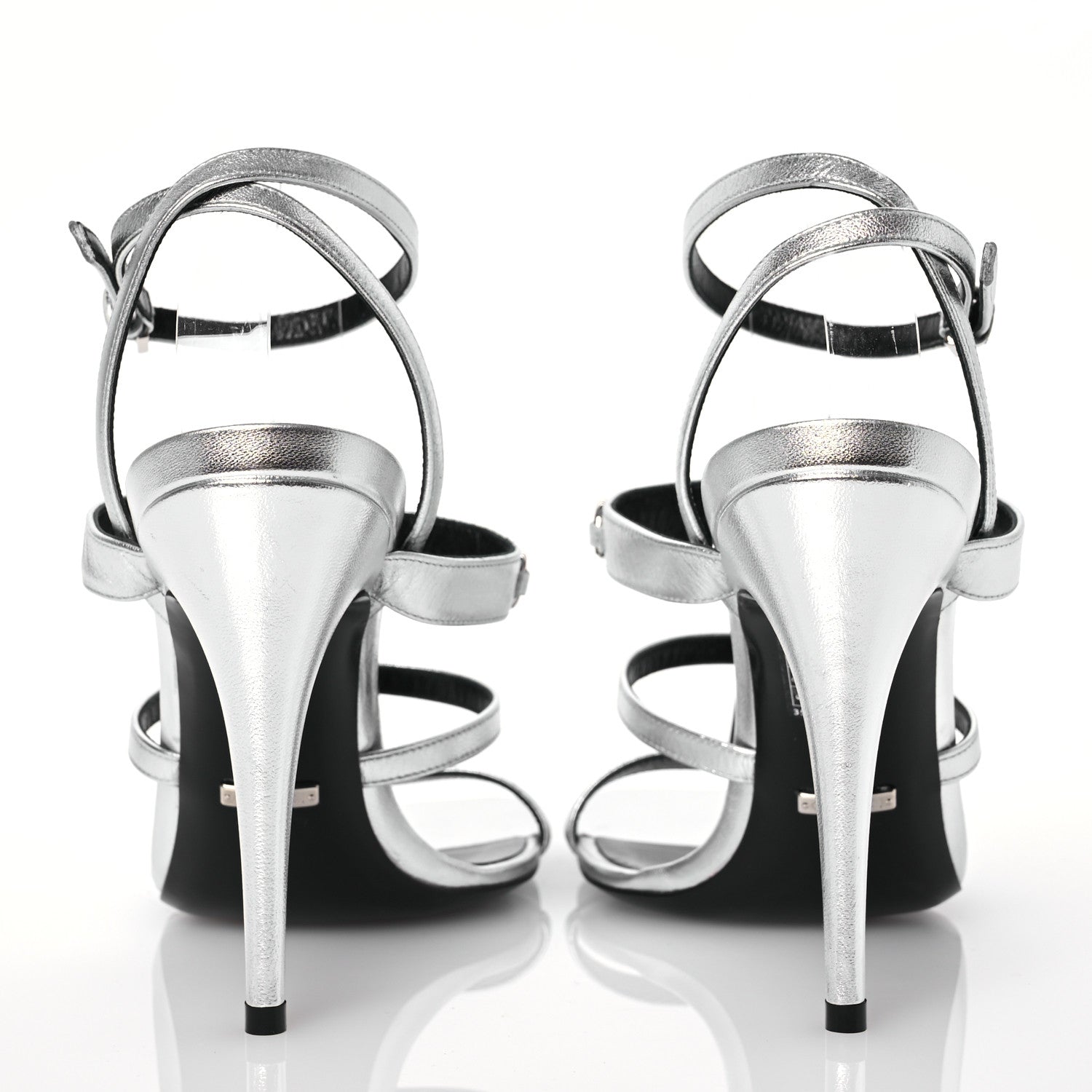 Gucci Nappa Silk High Heel Sandals 40 Argento 5 of 11