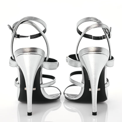 Gucci Nappa Silk High Heel Sandals 40 Argento 5 of 11