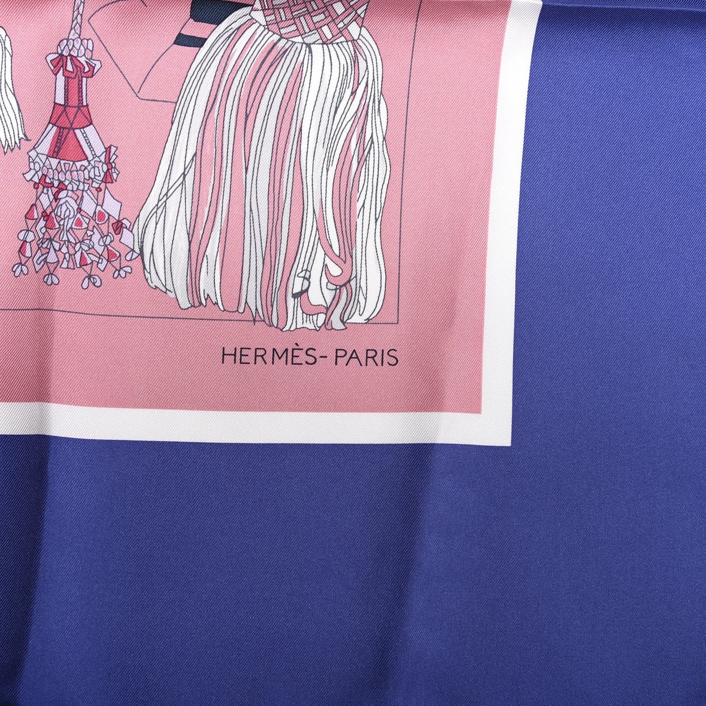 Silk Passementerie Quadri Scarf 90 Indigo Lavender Gris
