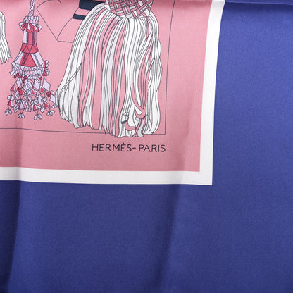 Hermes Silk Passementerie Quadri Scarf 90 Indigo Lavender Gris 2 of 5