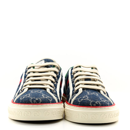 Gucci New Denim GG Monogram Web Womens 1977 Tennis Sneakers 38.5 Blue Tea Mystic White 2 of 9