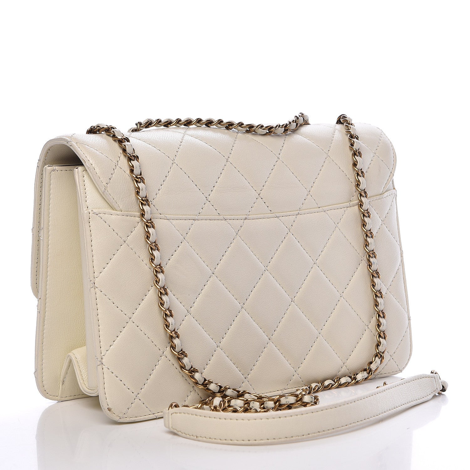 Chanel Sheepskin Quilted Beauty Lock Flap White 3 of 31