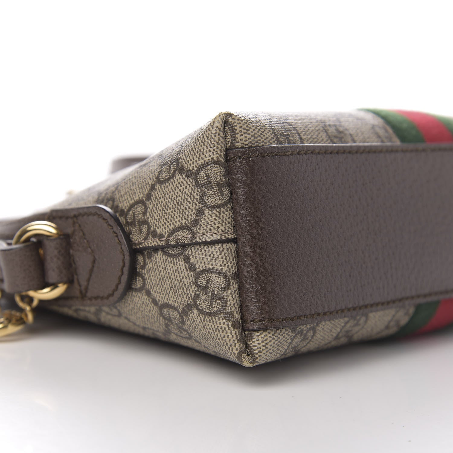 Gucci GG Supreme Monogram Textured Dollar Calfskin Web Small Ophidia Dome Shoulder Bag Beige Ebony New Acero 9 of 11