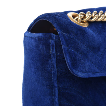 Gucci Velvet Matelasse Mini GG Marmont Shoulder Bag Cobalt Blue 6 of 8