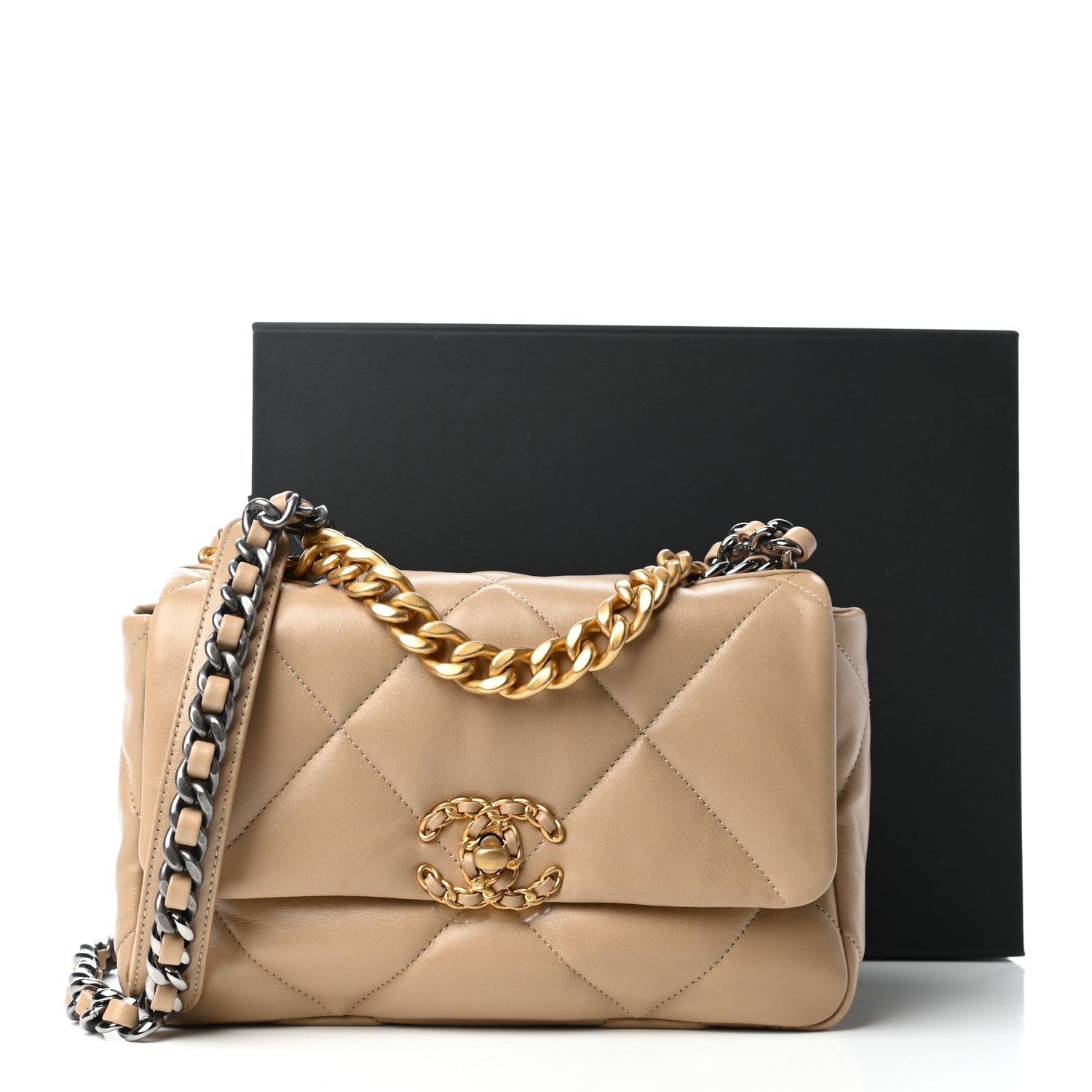 Chanel Lambskin Quilted Medium Chanel 19 Flap Dark Beige 10 of 10