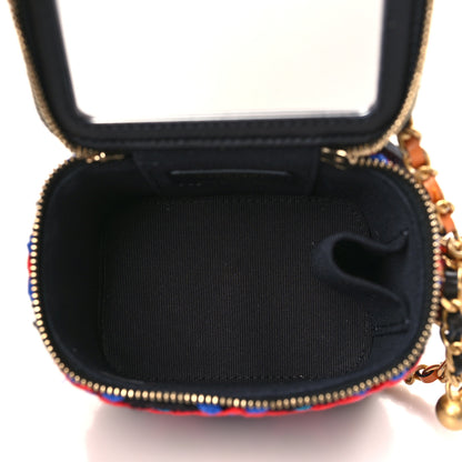 Chanel Tweed Diamond Threaded CC Pearl Crush Mini Vanity Case With Chain Black Multicolor 5 of 10