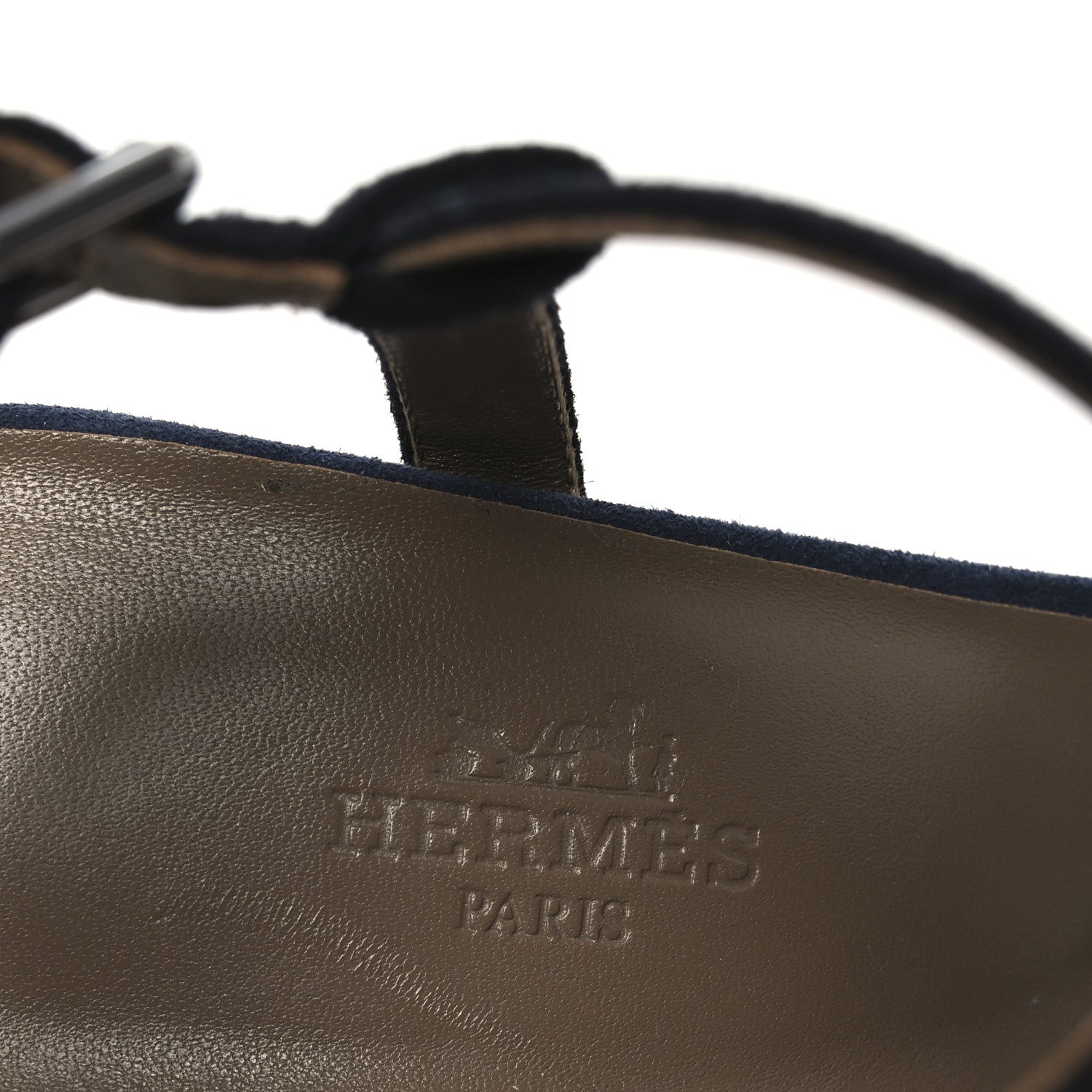 Hermes Suede Goatskin Calas Sandals 37.5 Vert Oxford Bleu Celeste Black 9 of 14
