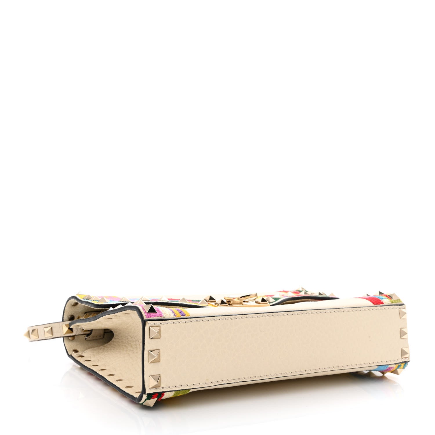 Valentino Garavani Pebbled Calfskin Embroidered Medium Rockstud Flip Lock Crossbody Bag Ivory 4 of 12