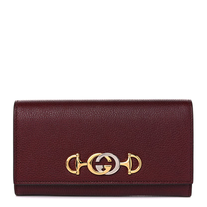 Gucci Grainy Calfskin Zumi Continental Wallet Vintage Bordeaux 1 of 8