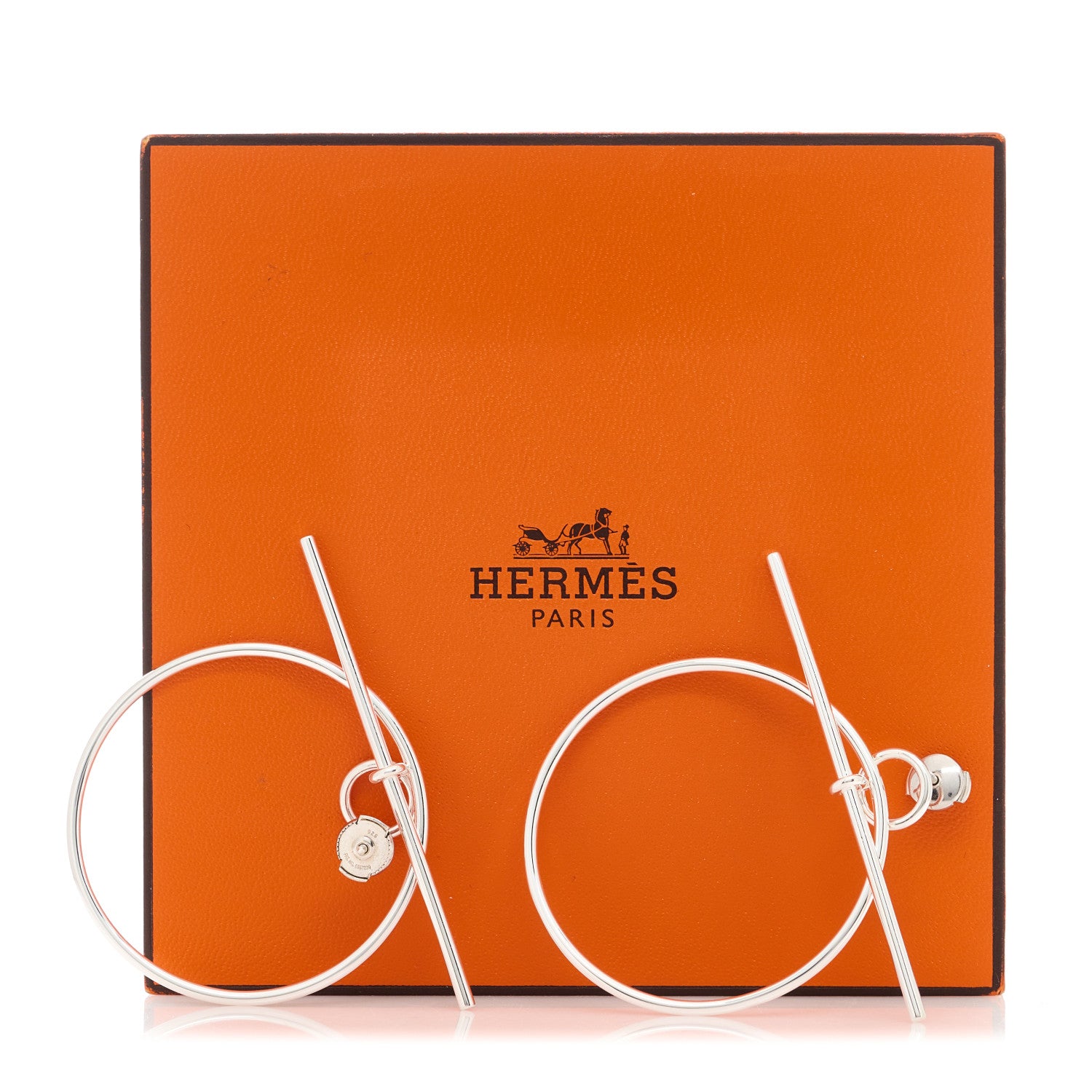 Hermes Sterling Silver MM Loop Earrings 6 of 6