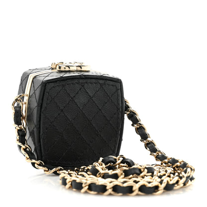 Chanel Lambskin Quilted Small Beauty Box Clutch With Chain Black 3 of 9
