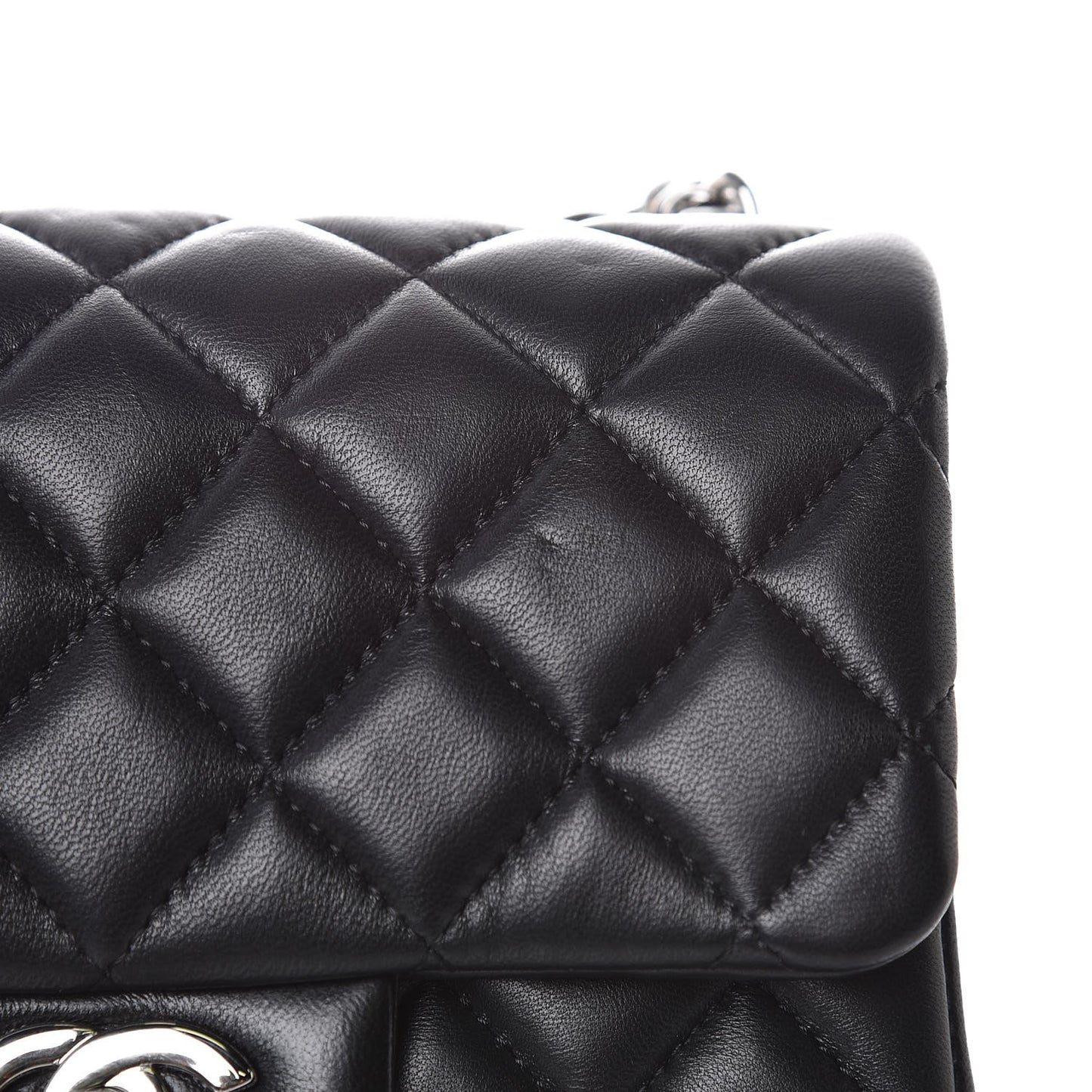 Lambskin Quilted Mini Square Flap Black