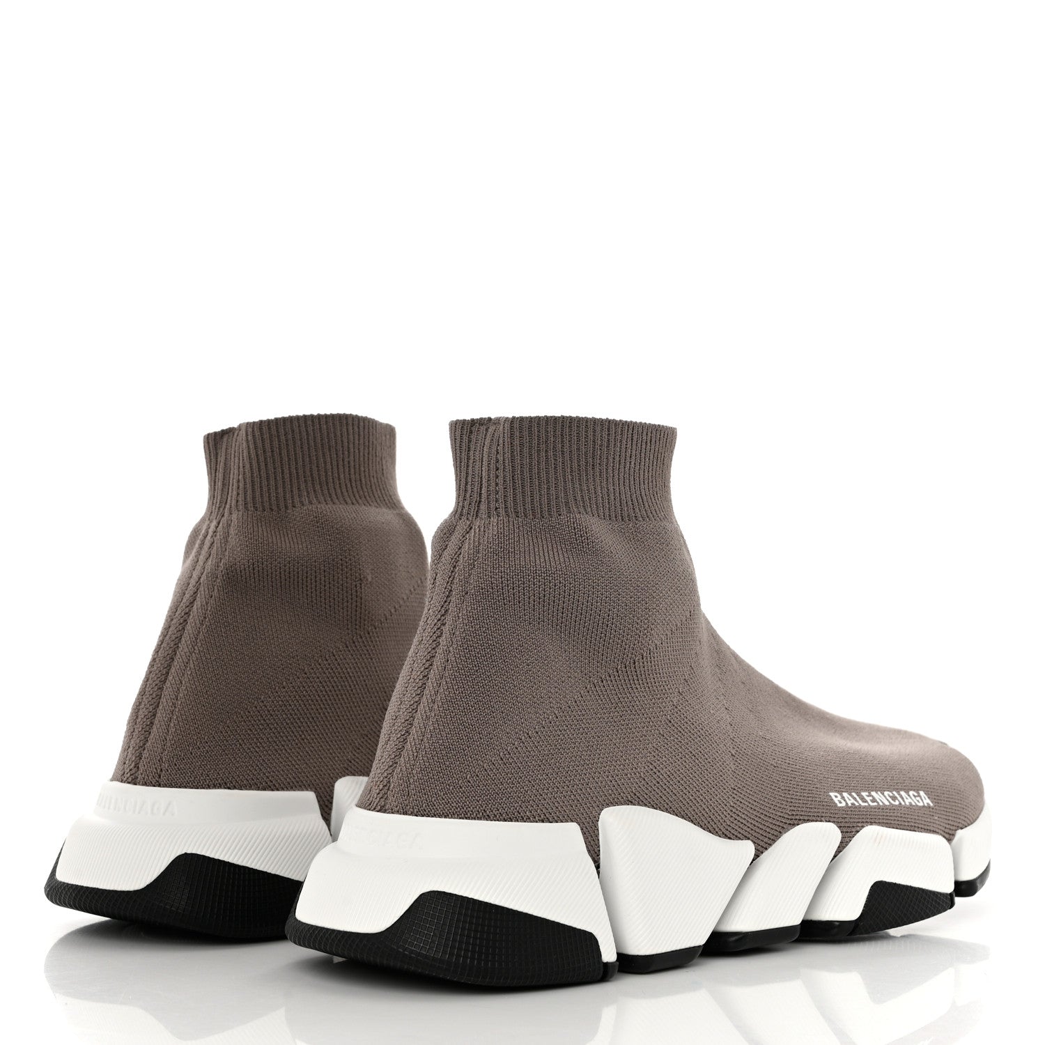 Balenciaga Technical 3D Recycled Knit Bi-Color Sole Womens Speed 2.0 Sneakers 41 Dark Beige White Black 4 of 8