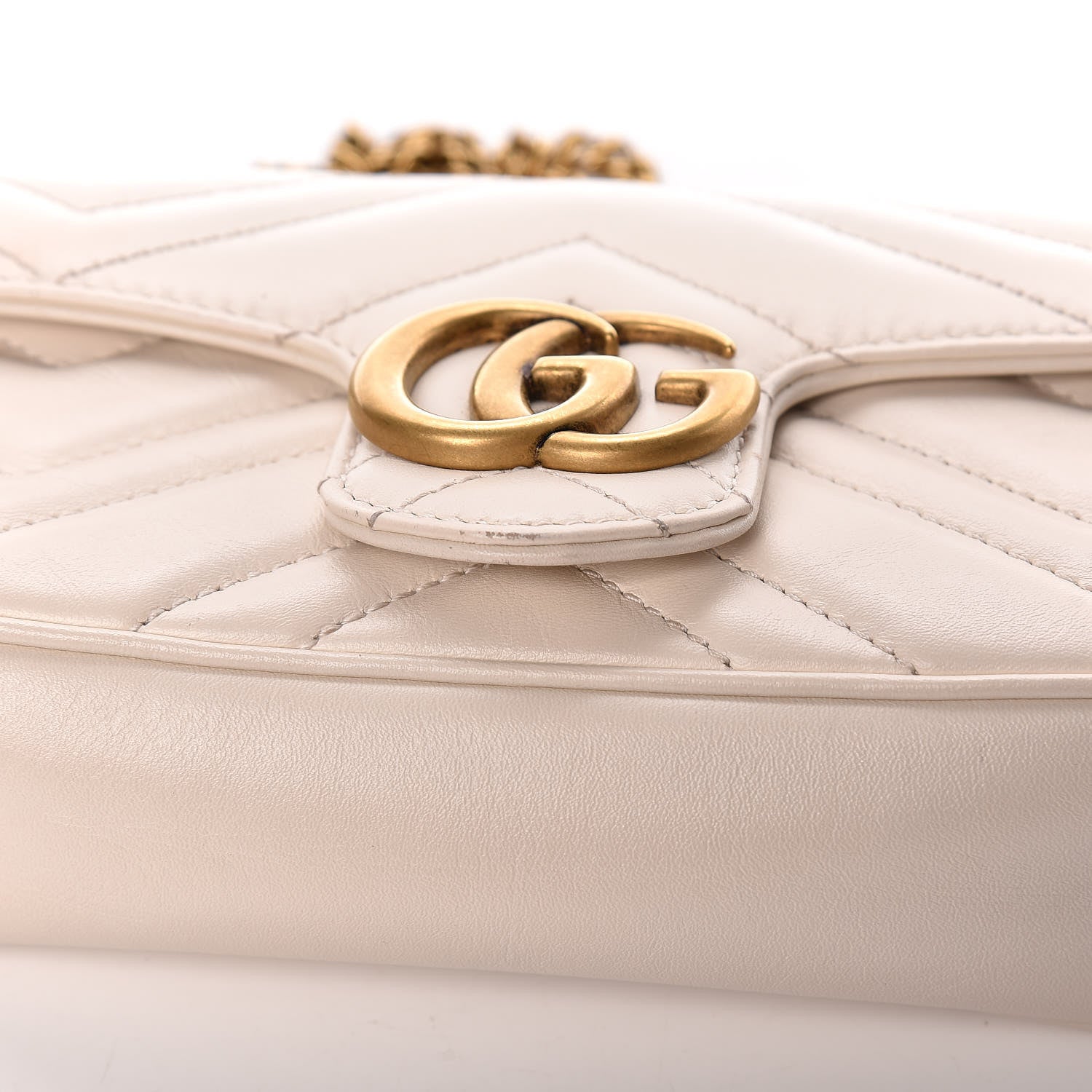 Gucci Calfskin Matelasse Super Mini GG Marmont Shoulder Bag White 10 of 12