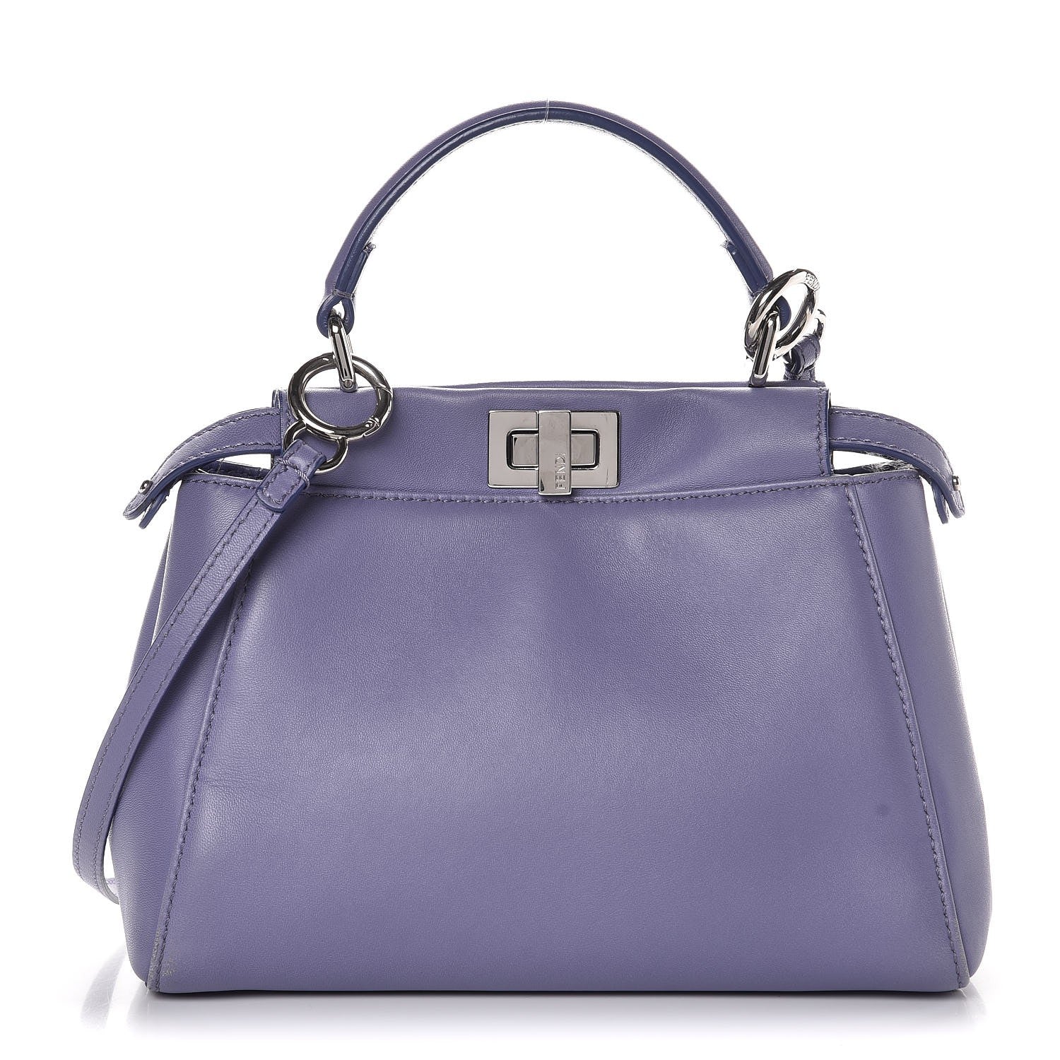 Fendi Nappa Mini Peekaboo Iconic Satchel Viola Cassis 1 of 13