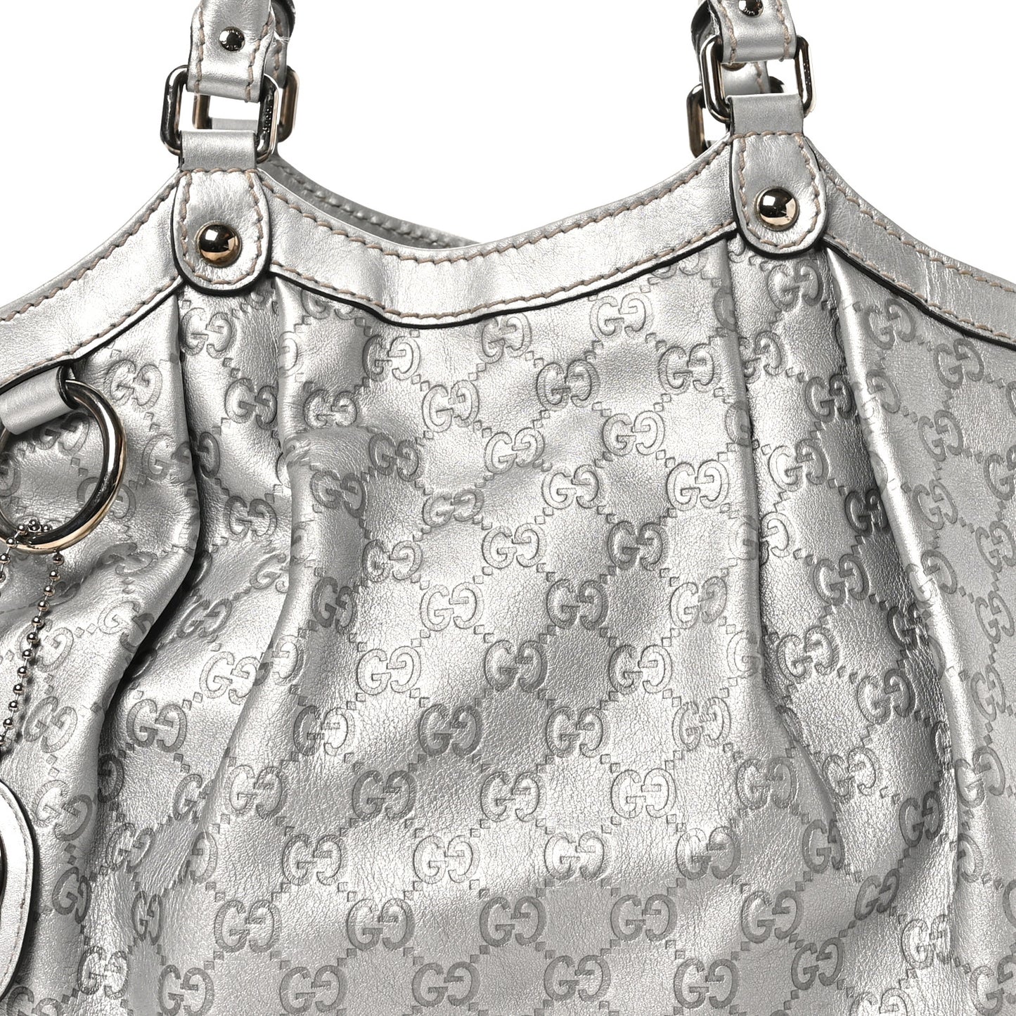 Guccissima Medium Sukey Tote Silver