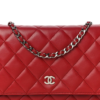 Chanel Lambskin Quilted Wallet On Chain WOC Red 9 of 14