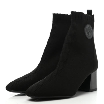Hermes Knit Calfskin Volver Ankle Boots 39 Black 3 of 7