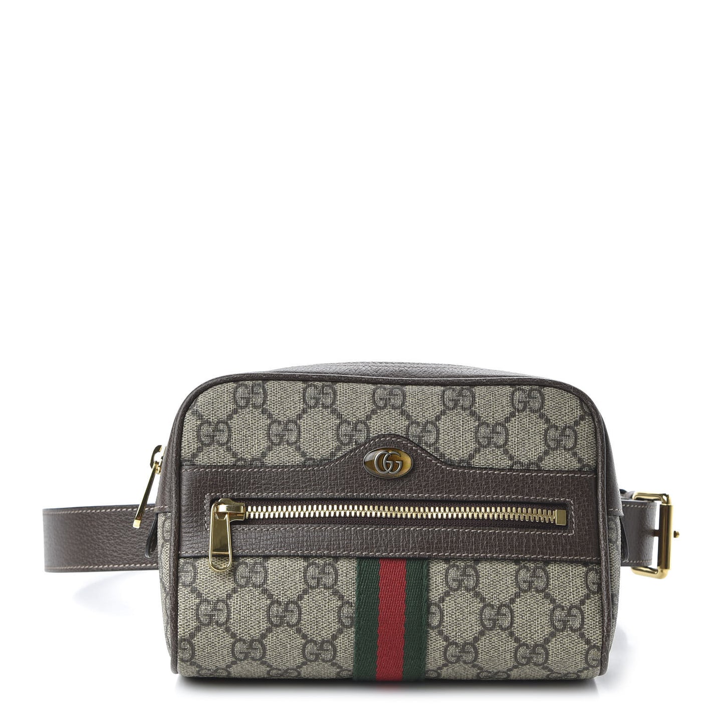 GG Supreme Monogram Web Small Ophidia Belt Bag 75 30 Dark Brown