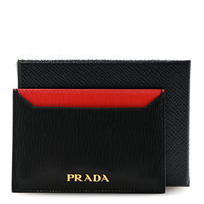 Prada Vitello Move Metal Card Holder Black Lacca 14 of 14