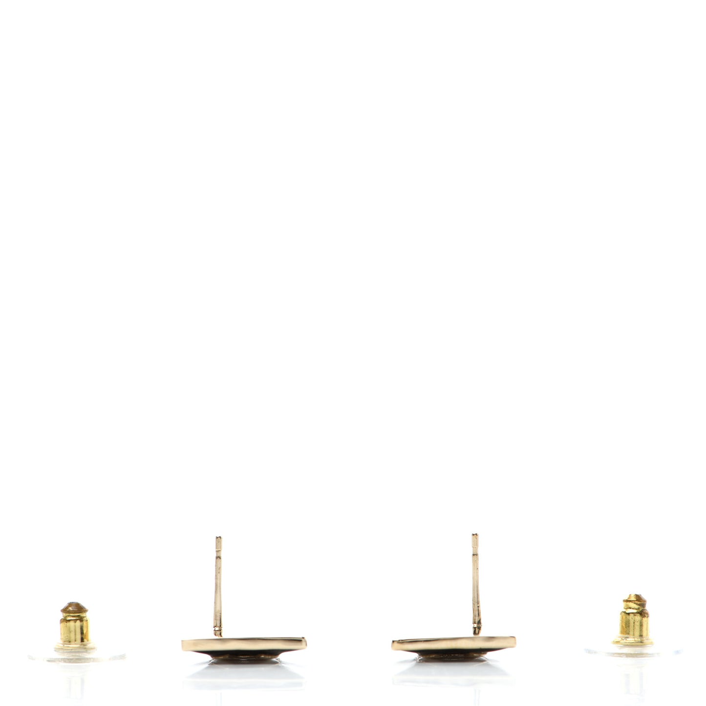 Metal Enamel CC Square Earrings Gold Black White